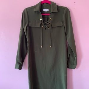 Green Calvin Klein shirt dress!